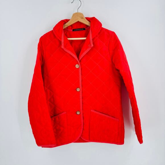 Mackintosh Scotland Red Quilted Jacket Size M Button Front Classic Holiday Coat - Picture 8 of 8
